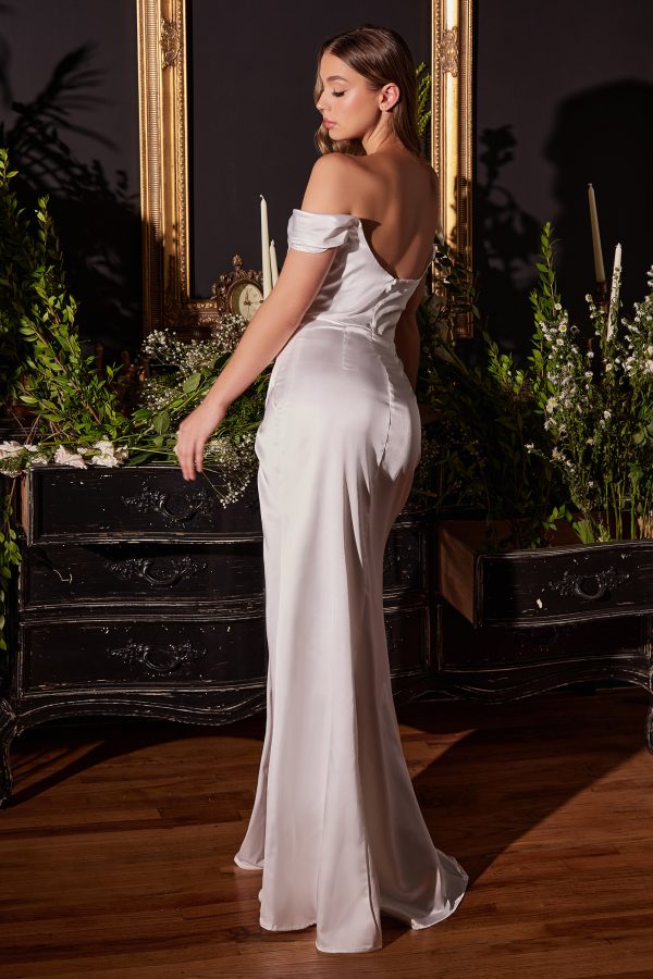 SATIN OFF THE SHOULDER CORSET OFF WHITE GOWN - Image 3
