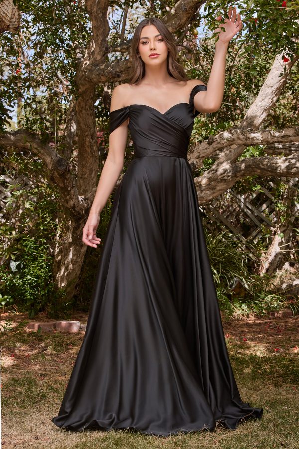 SATIN A-LINE OFF THE SHOULDER DRESS - Image 5