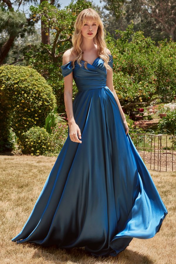 SATIN A-LINE OFF THE SHOULDER DRESS - Image 2