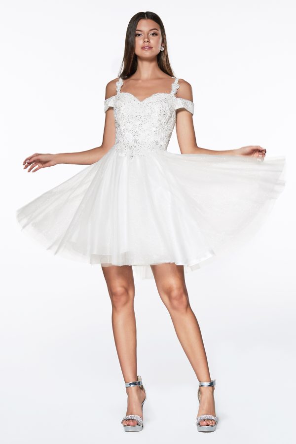 OFF THE SHOULDER LACE COCKTAIL DRESS - Image 4