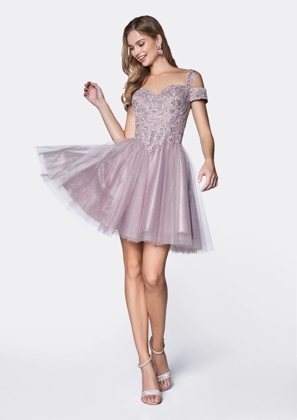 OFF THE SHOULDER LACE COCKTAIL DRESS - Image 3