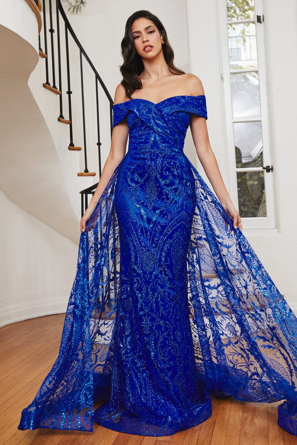OFF THE SHOULDER LACE GOWN WITH OVER SKIRT - Image 3