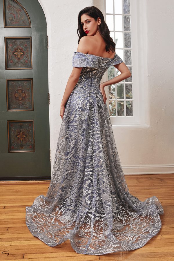 OFF THE SHOULDER LACE GOWN WITH OVER SKIRT - Image 4