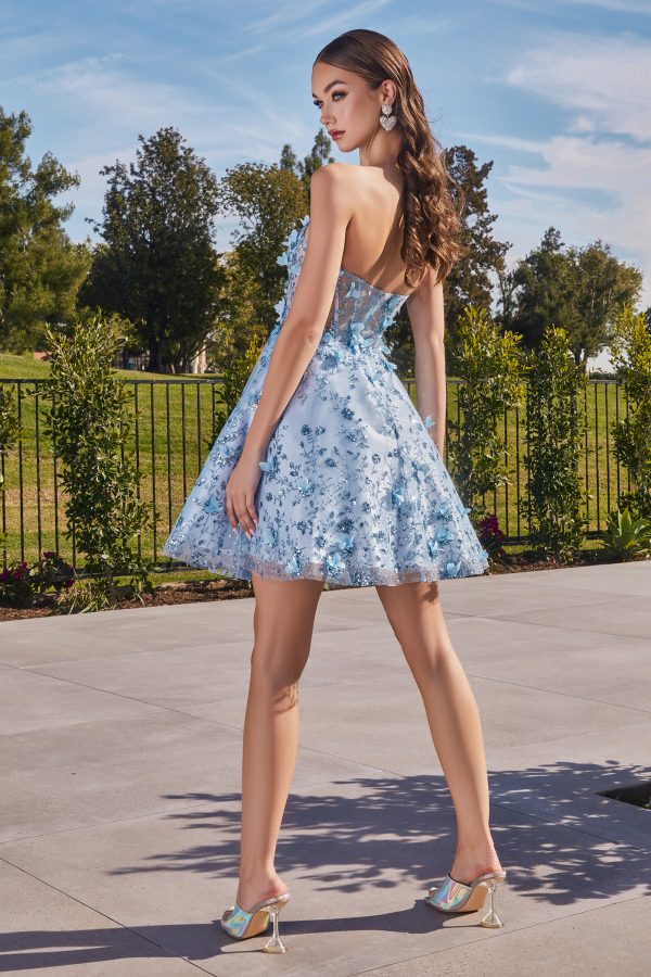 FLORAL STRAPLESS SHORT DRESS - Image 2