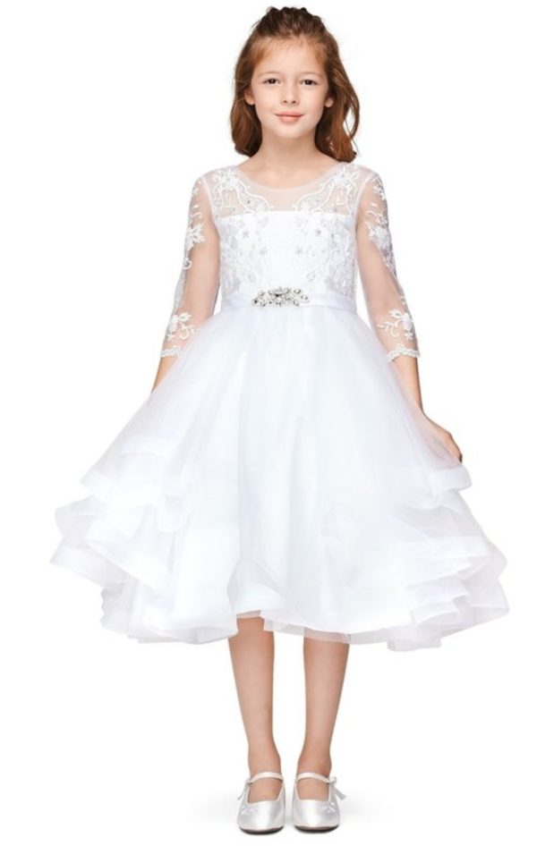 RHINESTONE BEADED LACE SLEEVED DRESS - Image 3