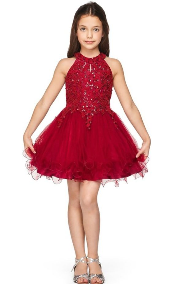 DAZZLING HALTER NECK PARTY DRESS WITH TULLE SKIRT - Image 6