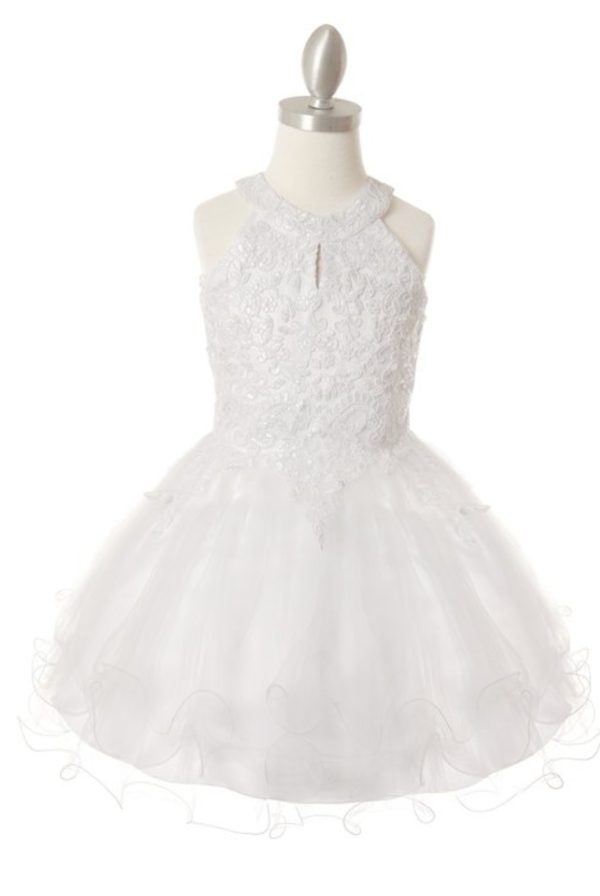 DAZZLING HALTER NECK PARTY DRESS WITH TULLE SKIRT - Image 3