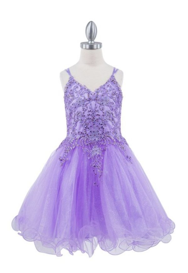 RHINESTONE EMBROIDERED APPLIQUE TULLE DRESS