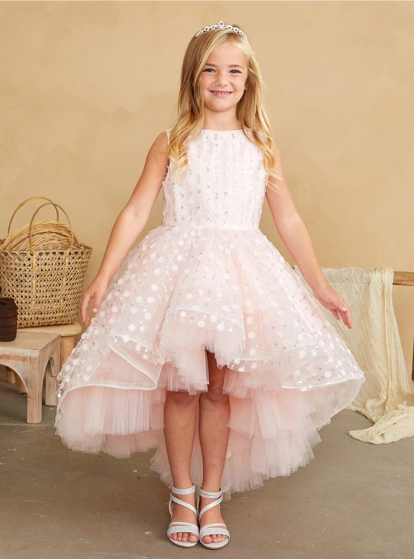Lovely 3D Flower, Bead, and Sequin Overlay Bodice and Skirt