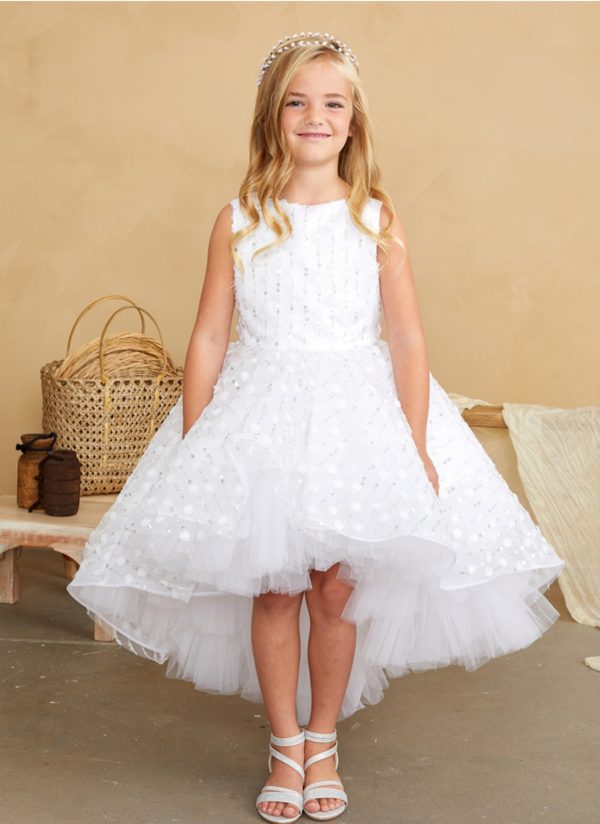 Lovely 3D Flower, Bead, and Sequin Overlay Bodice and Skirt - Image 3