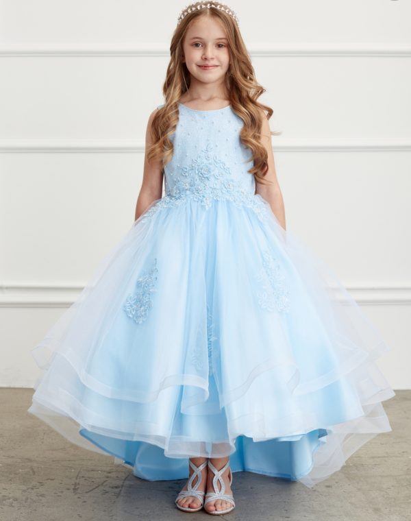 Illusion neckline with a lace applique bodice with sequins and beads - Image 6