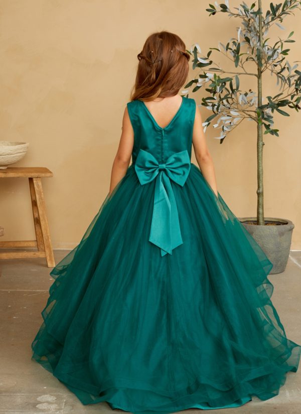 Glitter Bodice with Lace Floral Applique Dress - Image 3