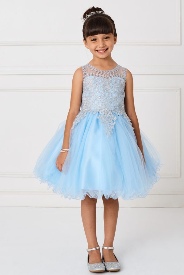 Illusion neckline with corded lace applique and rhinestones