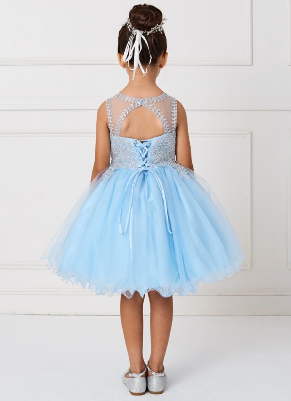 Illusion neckline with corded lace applique and rhinestones - Image 2