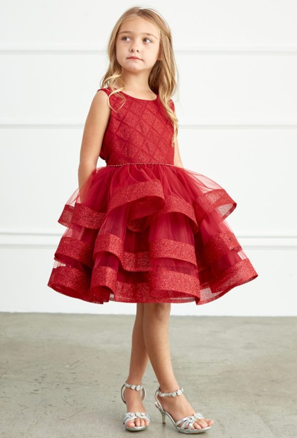Short dress with a waffle pattern Glitter Bodice - Image 5