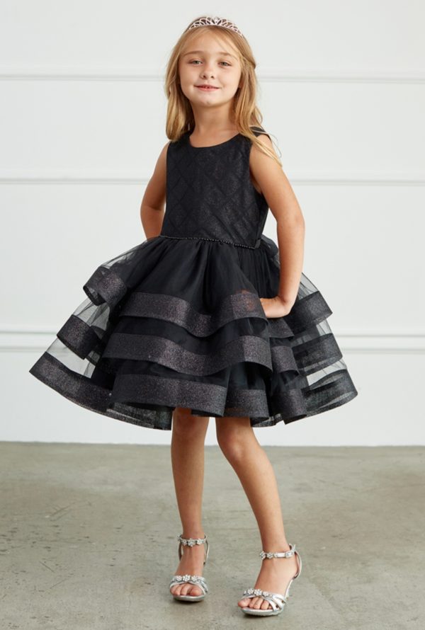 Short dress with a waffle pattern Glitter Bodice - Image 4