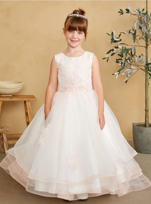 Glitter Bodice with Lace Floral Applique Dress - Image 4