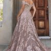 SEQUIN LACE OFF THE SHOULDER GOWN WITH OVERSKIRT - Image 2