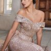SEQUIN LACE OFF THE SHOULDER GOWN WITH OVERSKIRT - Image 3