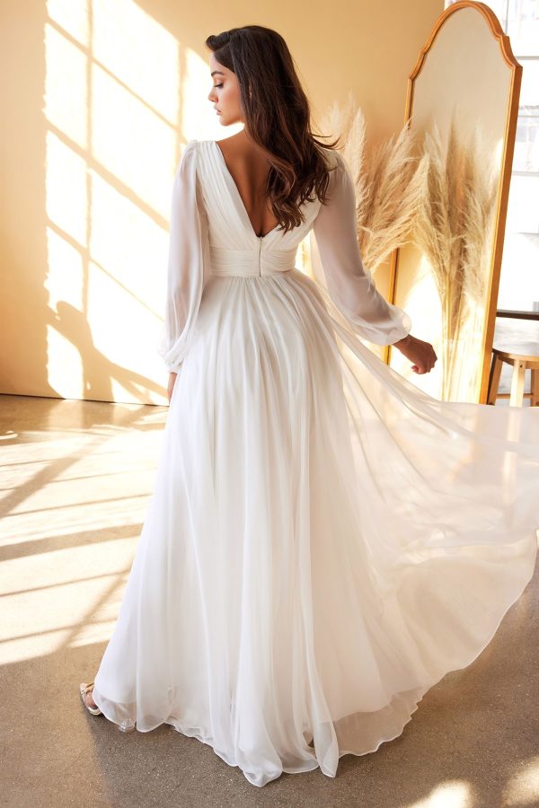 CHIFFON LONG SLEEVE BRIDAL GOWN - Image 2