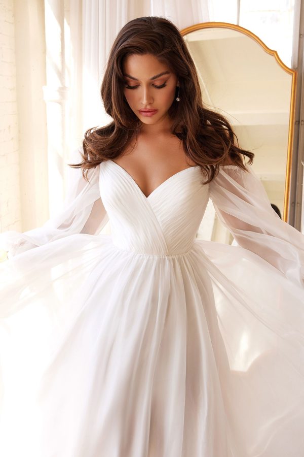 SWEETHEART SHEER SLEEVE CHIFFON DRESS - Image 2