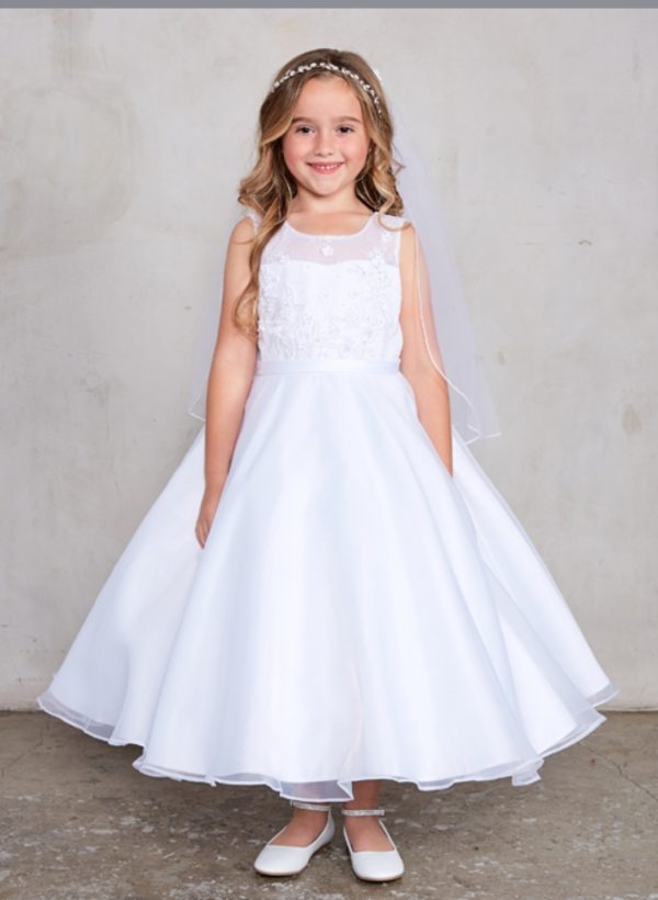 Illusion Lace Bodice with 3D Flower Applique Dress