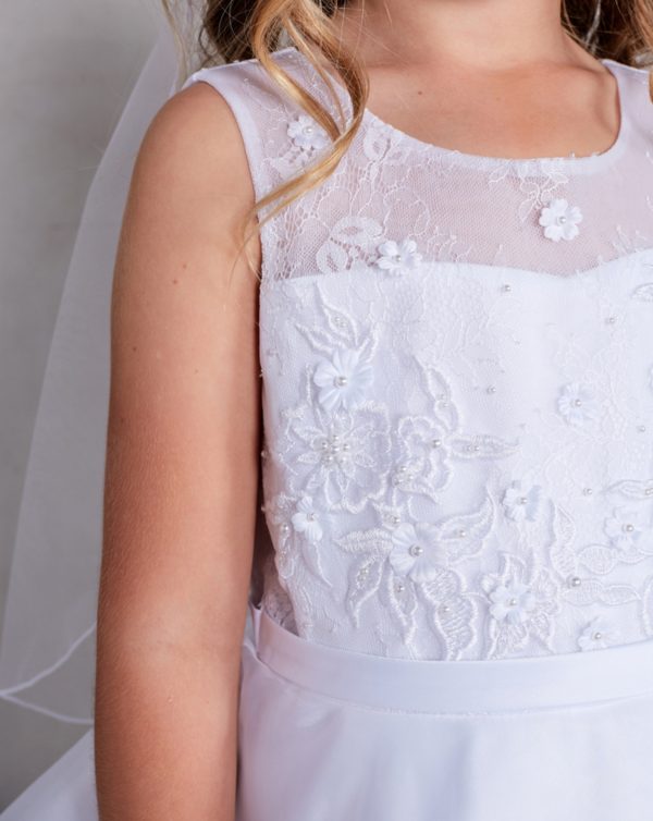 Illusion Lace Bodice with 3D Flower Applique Dress - Image 4