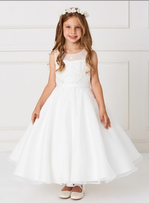 Illusion Lace Bodice with 3D Flower Applique Dress - Image 2