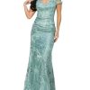 3D Floral long off the Shoulder Fitted Dress