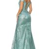 3D Floral long off the Shoulder Fitted Dress - Image 3