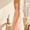 SLEEVELESS EMBROIDERED LACE A- LINE GOWN - Image 2