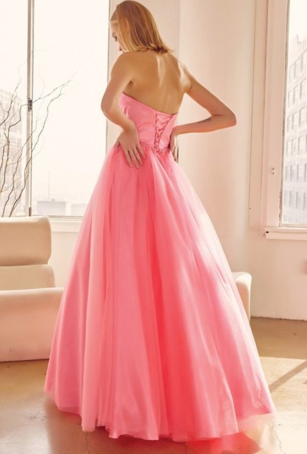 A LINE WITH BEADED BELT PROM GOWN - Image 3