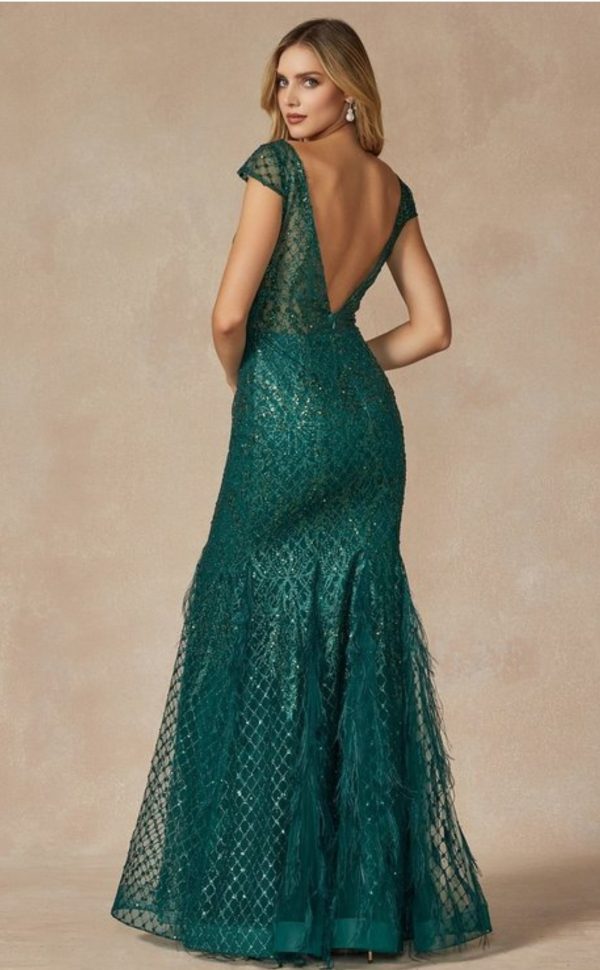 FEATHER SKIRT EMBELLISHED PROM DRESS - Image 4