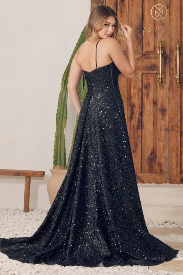 GLITTER BODICE FULL SKIRT DRESS - Image 2