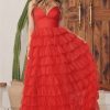 LAYERED TULLE FULL SKIRT DRESS