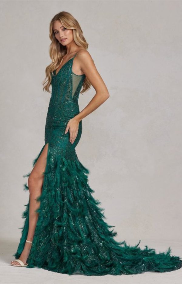 FEATHERED SKIRT SEQUIN DRESS - Image 3
