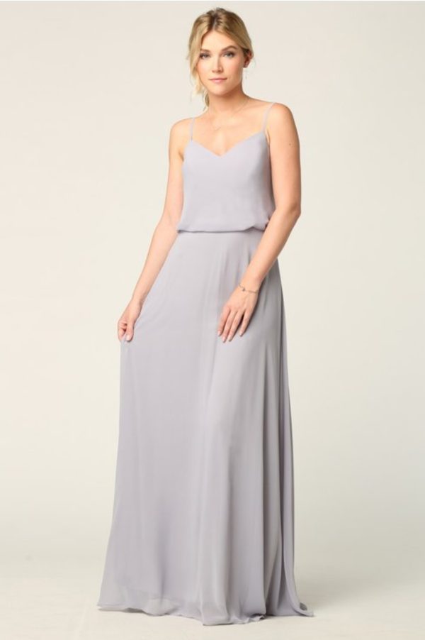 Blouson top, solid chiffon floor length gown with a-line skirt - Image 5