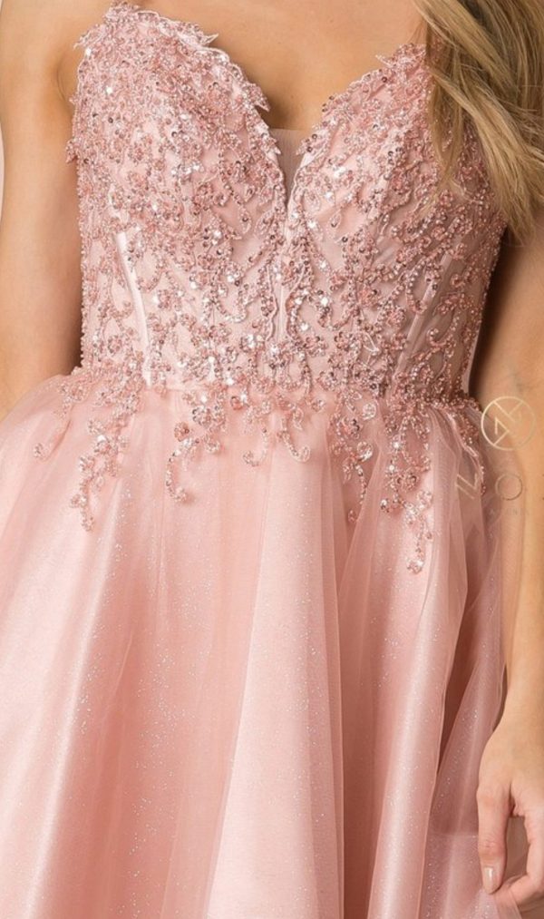 A LINE SWEETHEART BEADED BODICE WITH TIE STRAP - Image 3