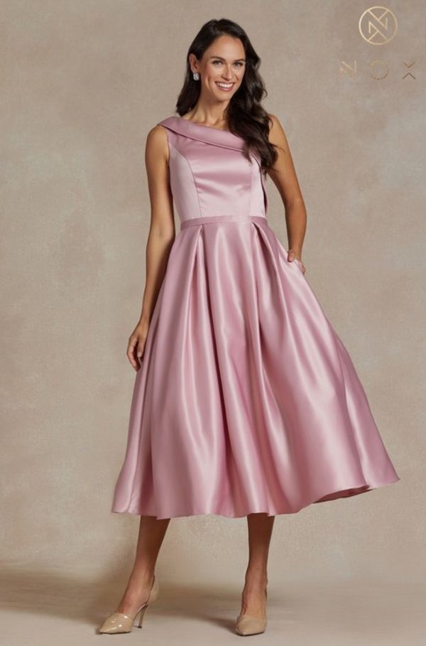 SATIN 1960'S STYLE T LENGTH DRESS - Image 3