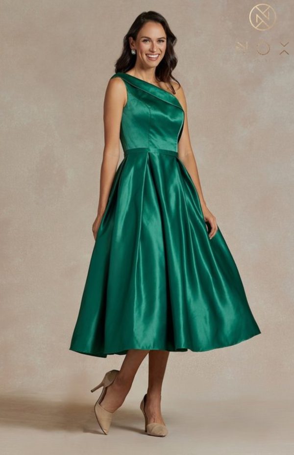 SATIN 1960'S STYLE T LENGTH DRESS - Image 2