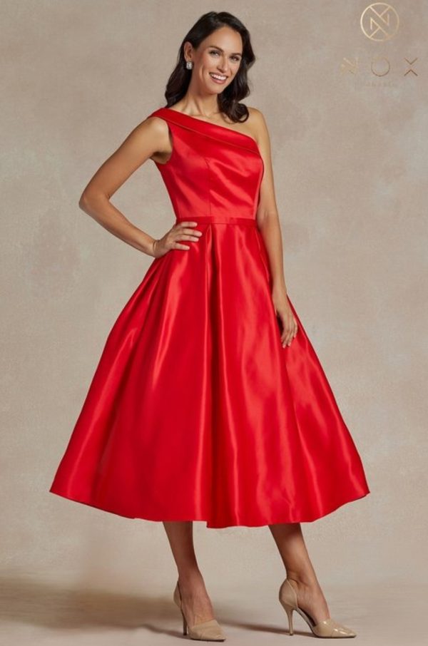SATIN 1960'S STYLE T LENGTH DRESS