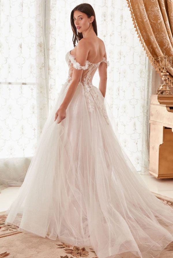 OFF THE SHOULDER FLORAL A-LINE BRIDAL GOWN - Image 3