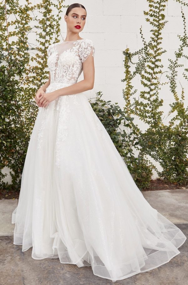 CATHERINE CAP SLEEVE LACE BALL GOWN