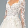 GL1804 GLS by Gloria Illusion V-Neck Embroidered Mesh Wedding Gown w/ Sequin Lining - Image 2