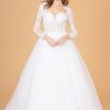 GL1804 GLS by Gloria Illusion V-Neck Embroidered Mesh Wedding Gown w/ Sequin Lining