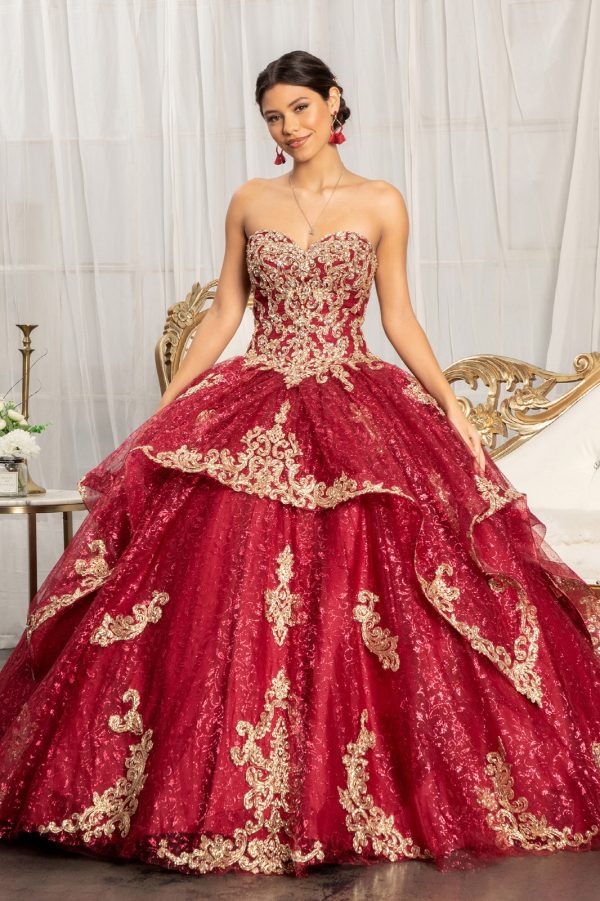 GL1987 Elizabeth K Sequin Pattern and Jewel Embellished Glitter Mesh Sleeveless Quinceanera Dress - Image 6