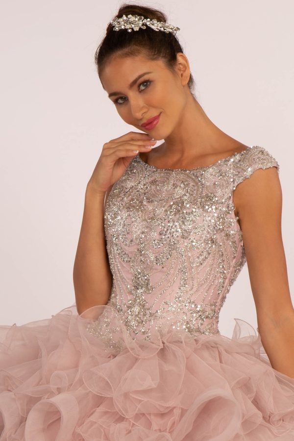 GL2514 Elizabeth K Beads and Sequin Embellished Bodice Boat Neck Ball Gown - Image 3