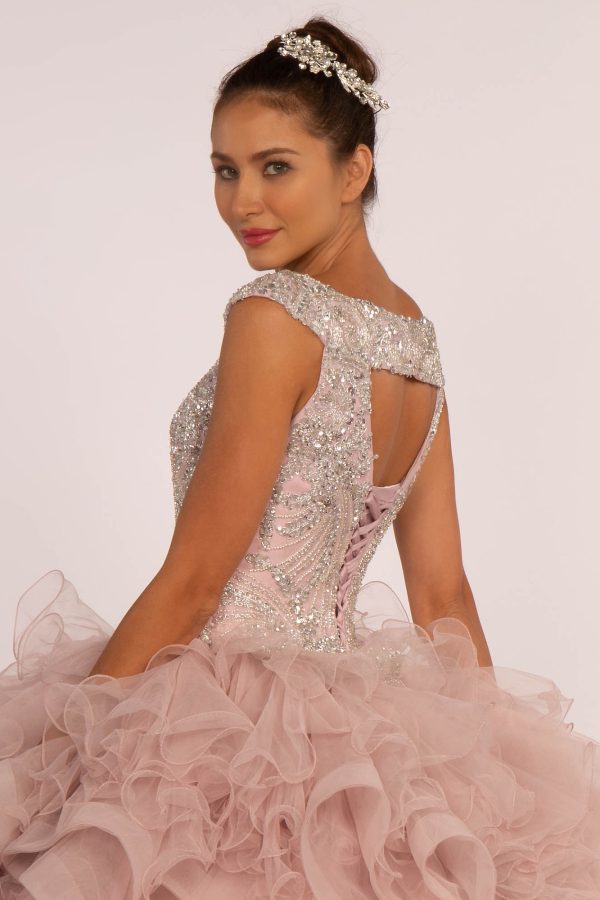 GL2514 Elizabeth K Beads and Sequin Embellished Bodice Boat Neck Ball Gown - Image 2