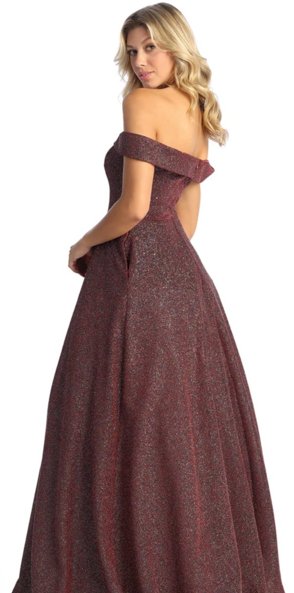 Sweetheart, Fold over Accent, Glitter, Pocket, Mid-Open Back, Back Zipper - Image 2