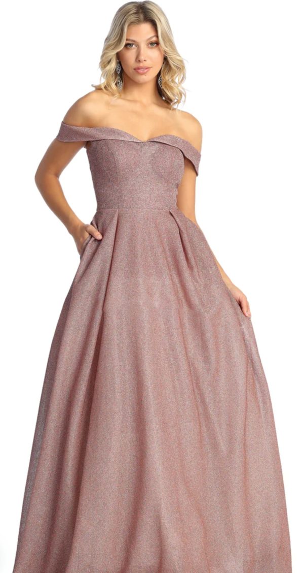 Sweetheart, Fold over Accent, Glitter, Pocket, Mid-Open Back, Back Zipper - Image 4